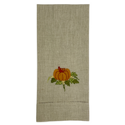 Embroidered Pumpkin Linen Tea Towel