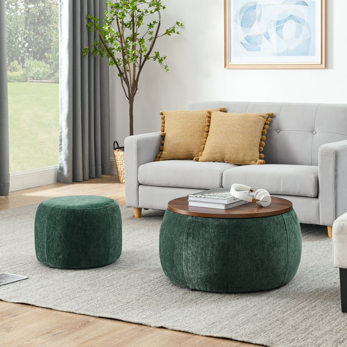 One ottoman that does three things quietly