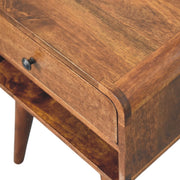 Curved Mango Wood Chestnut Nightstand