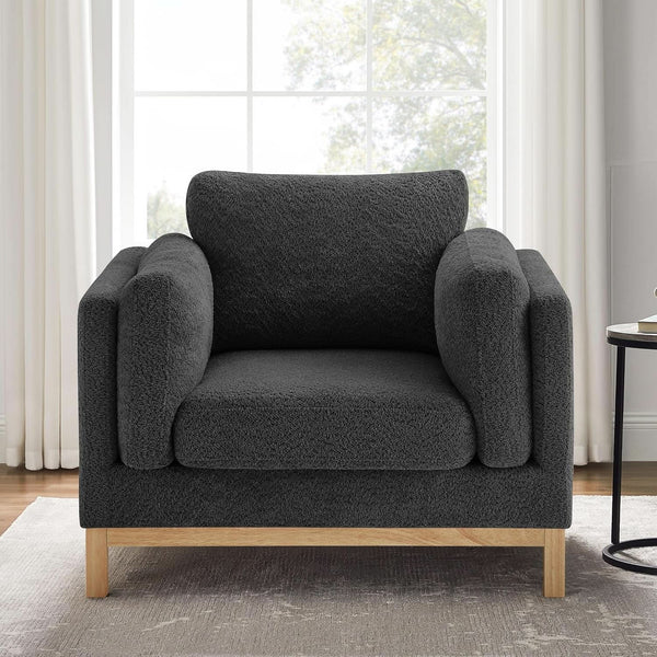 Oversized Dark Grey Boucle Armchair – chair (view 3) | Roost & Roam