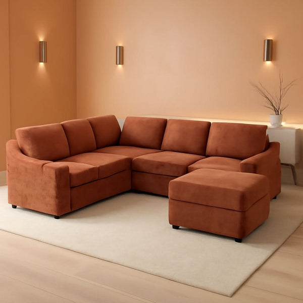 Chenille Modular Sleeper Sectional Sofa