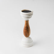 Marble and Wood Pillar Candleholder