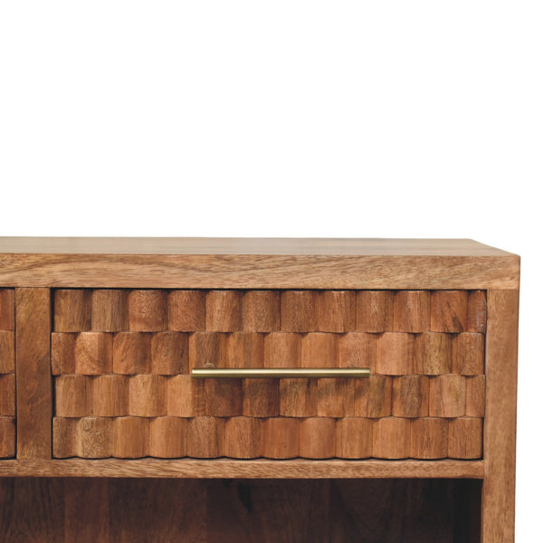 Carved Mango Wood Shoe Storage Unit