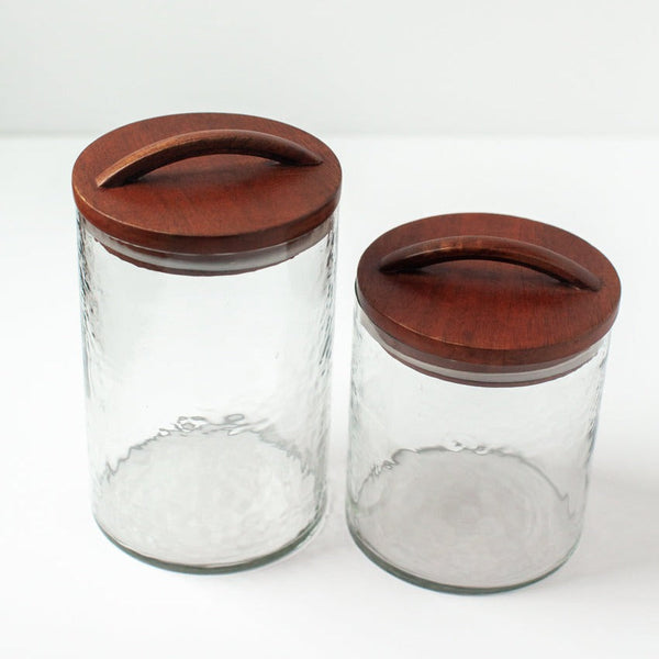 Textured Recycled Glass Canister