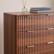 Walnut Fluted 5-Drawer Tall Dresser