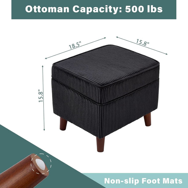 Wide-Rib Corduroy Storage Ottoman