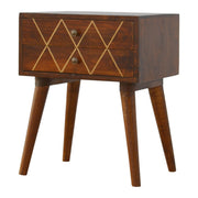 Brass Inlay Mango Wood Nightstand