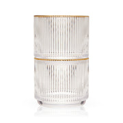 Ribbed Crystal Gold-Rim Tumbler Set