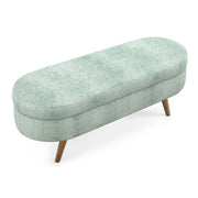 Oval Upholstered Storage Bench Wood Legs