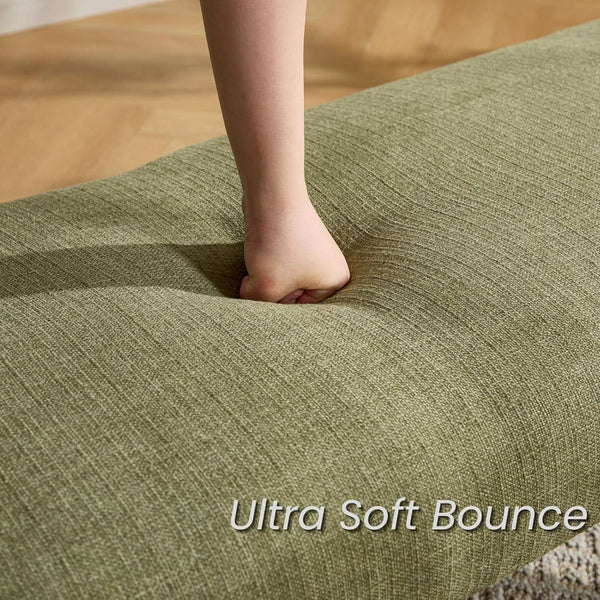 Linen-Texture Upholstered Arch-Leg Bench – ottoman (view 5) | Roost & Roam