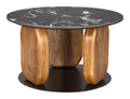 Black Marble Round Coffee Table, Mango Wood Base