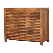 Wave-Carved Mango Wood Shoe Cabinet