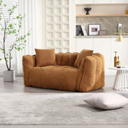 Channel-Tufted Boucle Loveseat Sofa — alternate angle showing full form