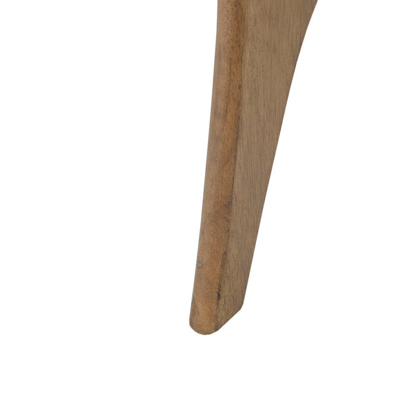 Elm-Finish Triangle Wood Side Table — scale reference and proportion detail