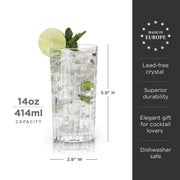 Ribbed Crystal Highball Glass Set