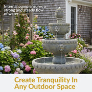 Lion Head Three-Tier Outdoor Fountain
