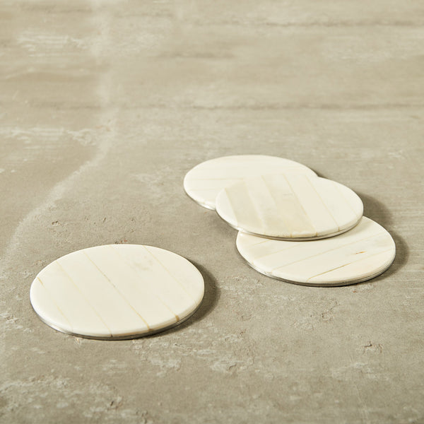 Hand-Shaped Bone Inlay Coaster Set