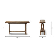 Reclaimed Elm Trestle Console Table — alternate angle showing full form