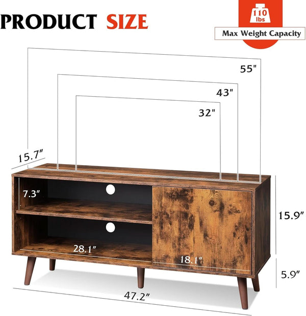 Mid-Century Wood-Grain TV Stand
