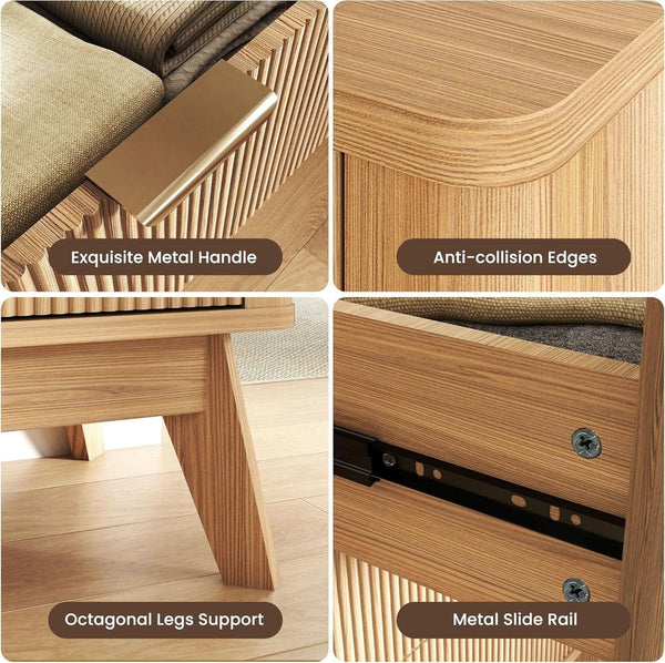 Fluted Oak-Finish Six-Drawer Dresser – chest (view 5) | Roost & Roam