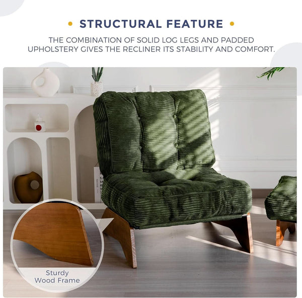 Corded Fabric Reclining Accent Chair Set (view 5) | Roost & Roam