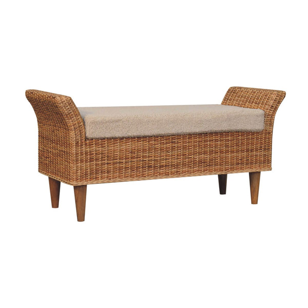 Rattan Woven Boucle Bench