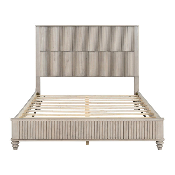 Reeded Wood Platform Bed Frame