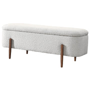 Ivory Bouclé Storage Bench with Hidden Compartment