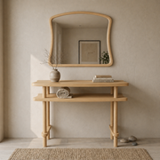 Solid Wood Console Table and Mirror Set