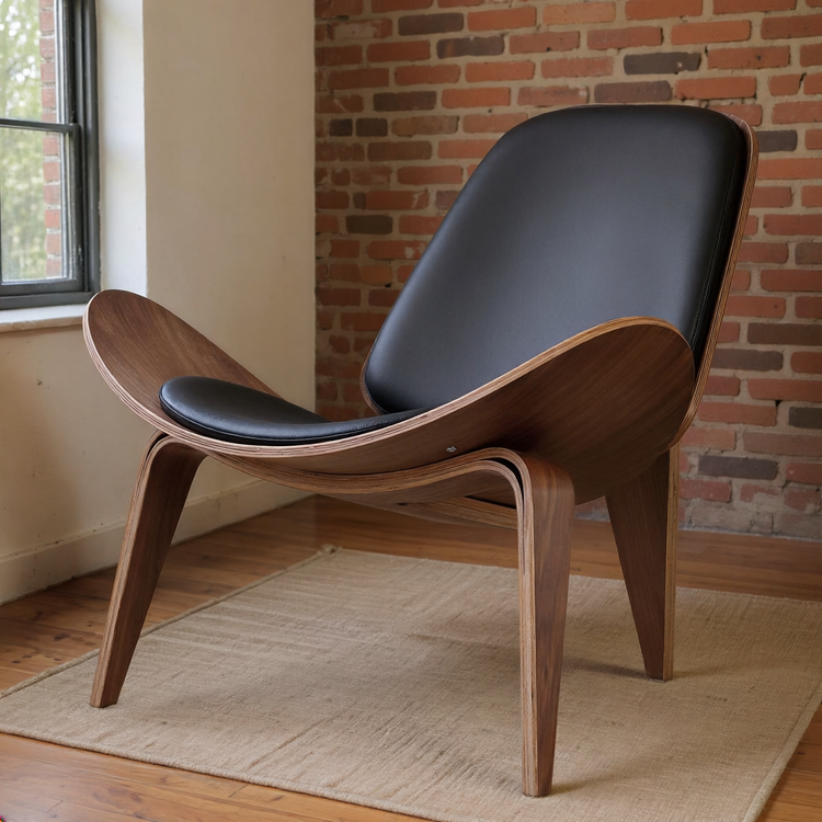 Bentwood Shell Lounge Chair styled in a warm editorial loft