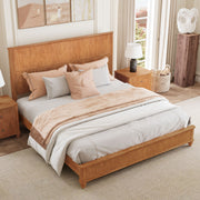 Reeded Wood Platform Bed Frame