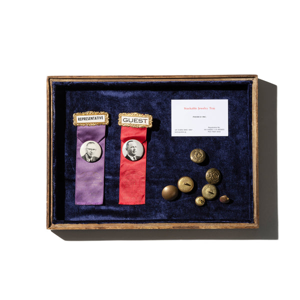 Wood-Grain Velvet-Lined Stackable Jewelry Tray