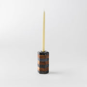 Striped Marble Acacia Taper Candleholder