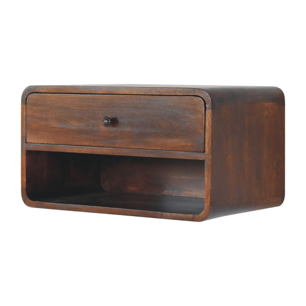 Curved Mango Wood Floating Nightstand