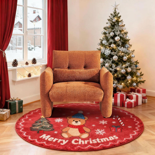 Button-Tufted Sherpa Accent Chair