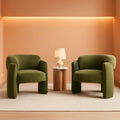 Olive Velvet Barrel Accent Chair Set