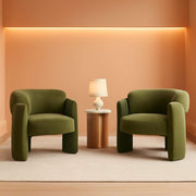Olive Velvet Barrel Accent Chair Set