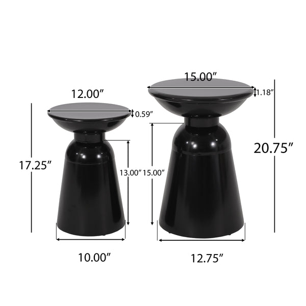 Powder-Coated Iron Pedestal Side Table Set — scale reference and proportion detail
