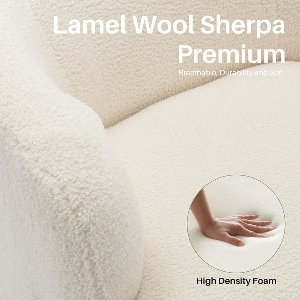 Boucle Sherpa Swivel Barrel Chair (view 5) | Roost & Roam