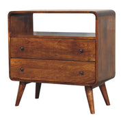 Curved Mango Wood Two-Drawer Nightstand