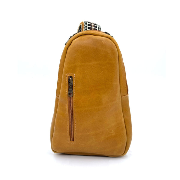 Vegetable-Tanned Leather Sling Backpack — Amber