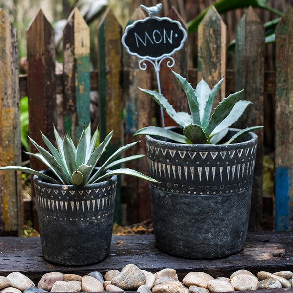 Hand-Etched Cement Planter