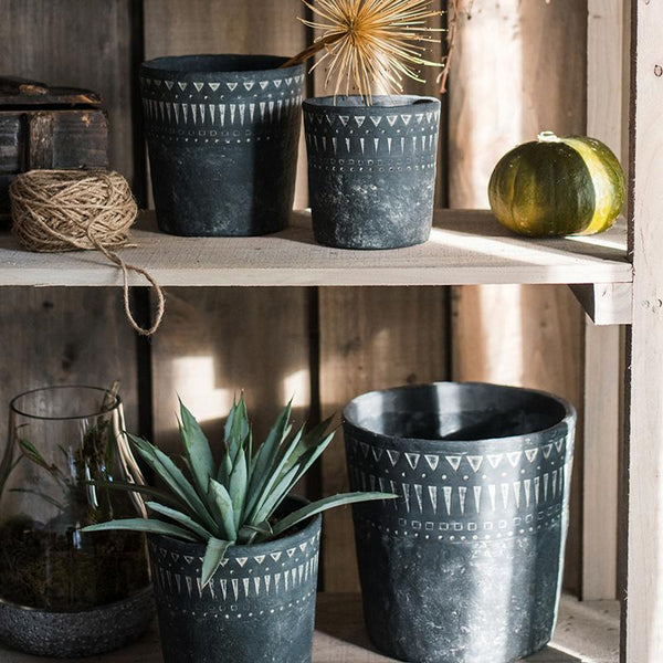Hand-Etched Cement Planter