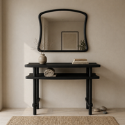Solid Wood Console Table and Mirror Set