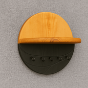 Wood-Grain Wall Key Holder with Shelf