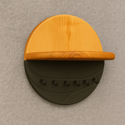 Wood-Grain Wall Key Holder with Shelf