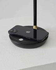 Brass LED Desk Lamp with Adjustable Shade & Wireless Charging