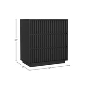 Reeded Matte Black 3-Drawer Chest
