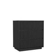 Reeded Matte Black 3-Drawer Chest