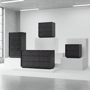 Reeded Matte Black 3-Drawer Chest